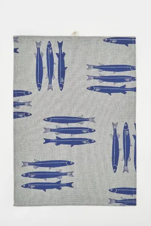 Trapo peces azules en tejido Chambray