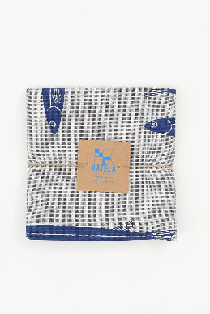 Trapo peces azules en tejido Chambray