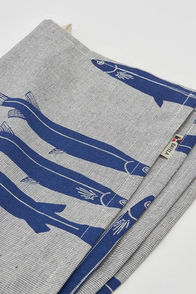 Trapo peces azules en tejido Chambray