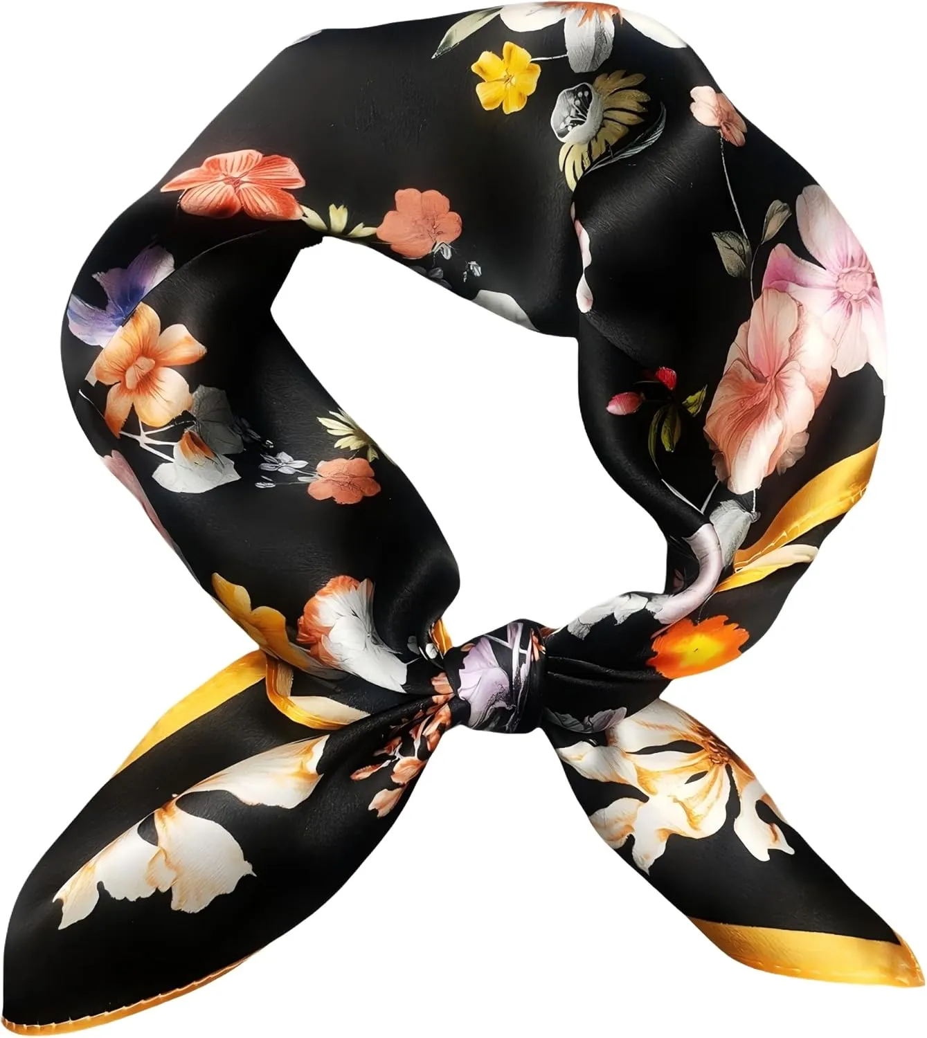 Women 100% Mulberry Silk Neck Scarf Lightweight Digital Print Small Square Scarfs- Neckerchief Gift Packing 21"*21"