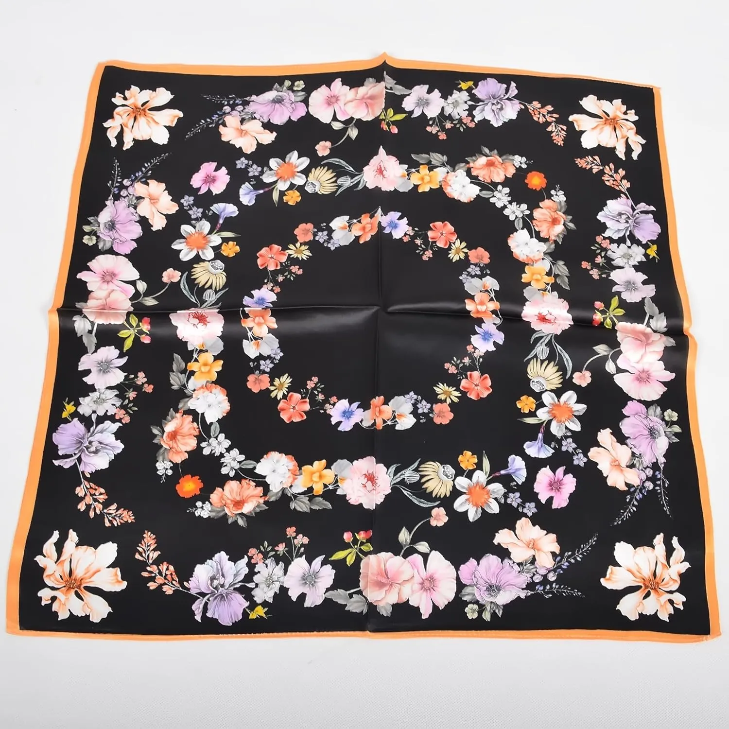 Women 100% Mulberry Silk Neck Scarf Lightweight Digital Print Small Square Scarfs- Neckerchief Gift Packing 21"*21"